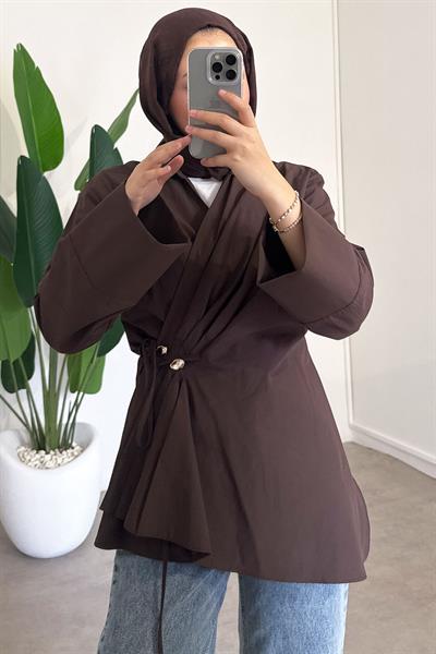 Bağlamalı Tunik - Kahverengi