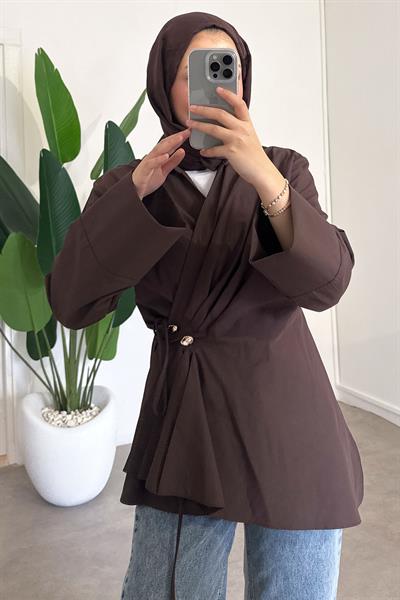 Bağlamalı Tunik - Kahverengi