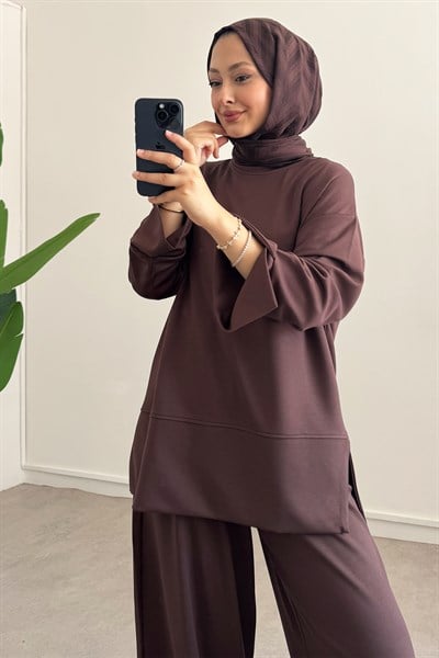 Basıc Pantolon Takım - Kahverengi