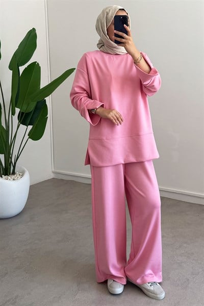Basıc Pantolon Takım - Pembe