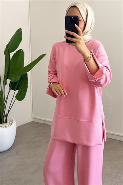 Basıc Pantolon Takım - Pembe