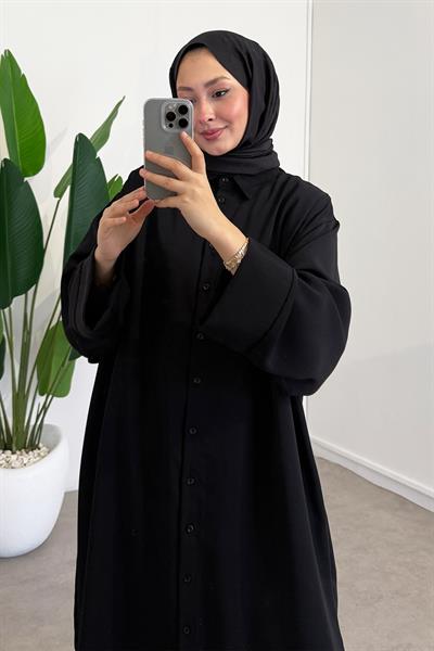 Basıc Uzun Gömlek - Siyah