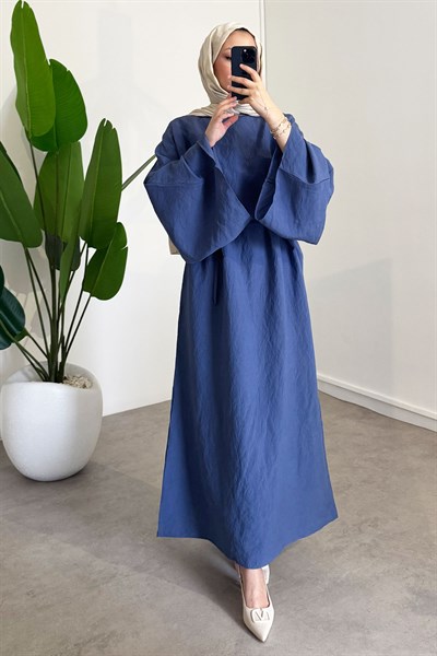 Biyeli Elbise - Lacivert