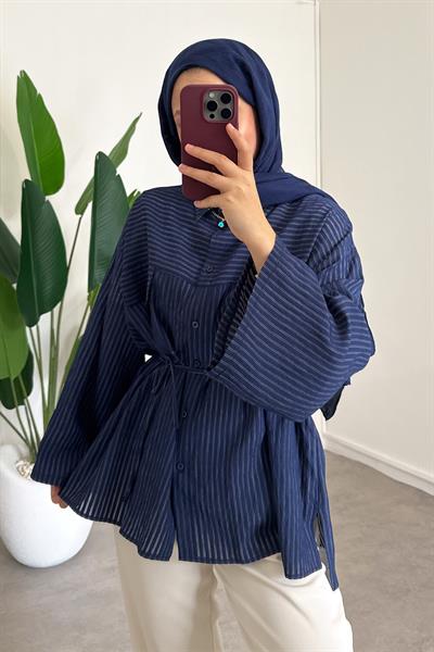 Biyeli Mosso Gömlek - Lacivert