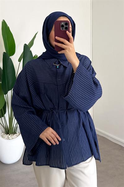 Biyeli Mosso Gömlek - Lacivert