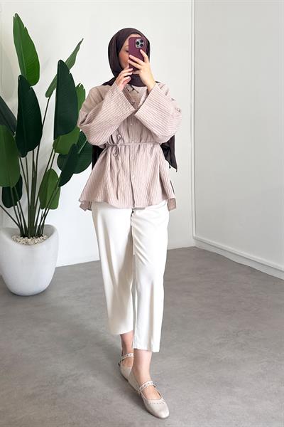 Biyeli Mosso Gömlek - Vizon