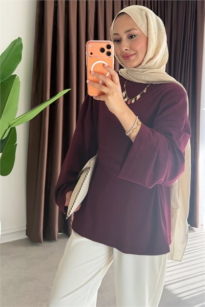Biyeli Oysh Tunik - Mürdüm
