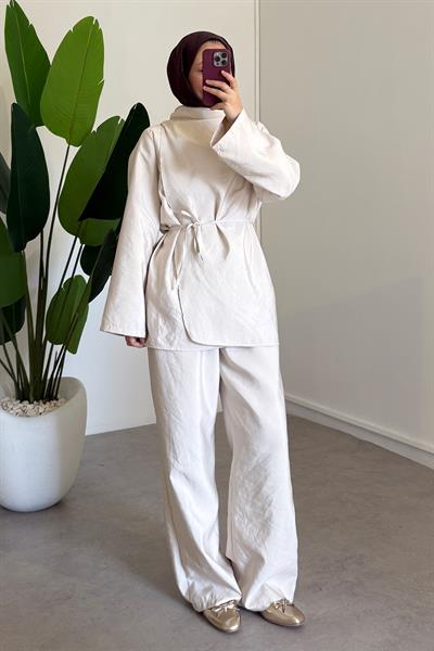 Biyeli Paraşut Takım - Bej