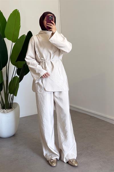 Biyeli Paraşut Takım - Bej