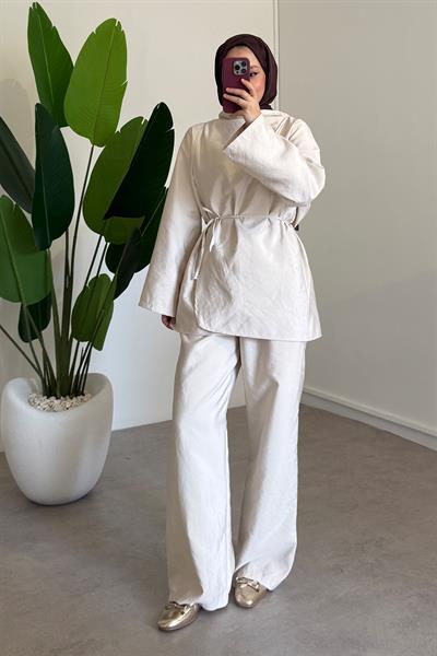 Biyeli Paraşut Takım - Bej