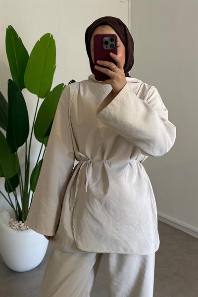 Biyeli Paraşut Takım - Bej