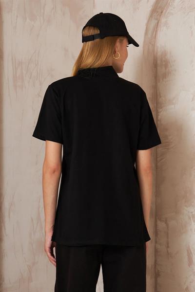 Bogazlı Kısa Kol T-shirt 4-6690 - SİYAH
