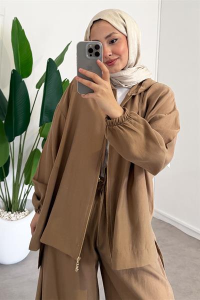 Bol Paça Fermuarlı Takım - Camel