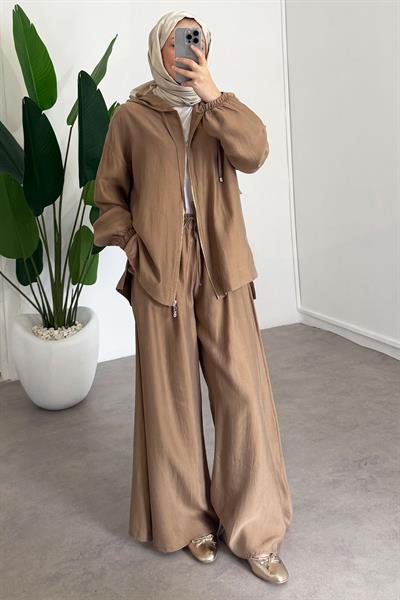 Bol Paça Fermuarlı Takım - Camel