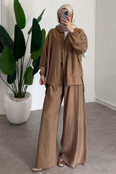 Bol Paça Fermuarlı Takım - Camel