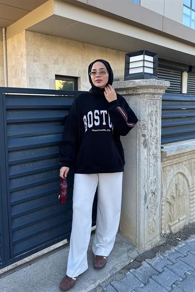 Boston Sweathırt 4-6820 - SİYAH