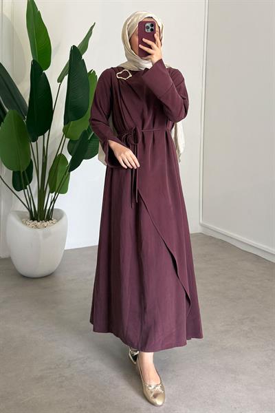Broşlu Modal Elbise - Bordo