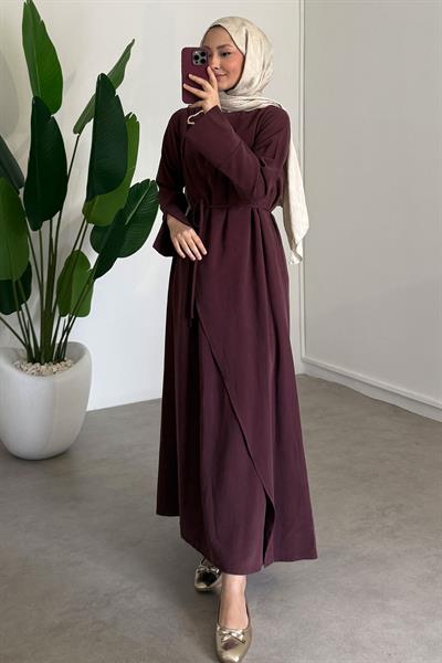 Broşlu Modal Elbise - Bordo