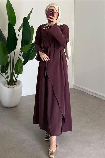 Broşlu Modal Elbise - Bordo