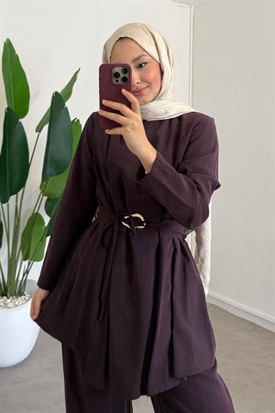 Broşlu Modal Takım - Bordo