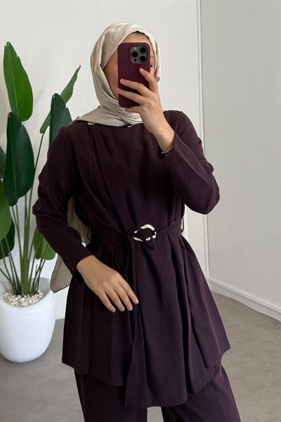 Broşlu Modal Takım - Bordo