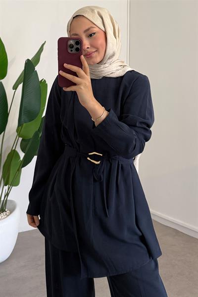 Broşlu Modal Takım - Lacivert