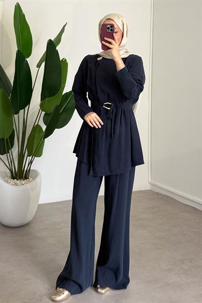 Broşlu Modal Takım - Lacivert