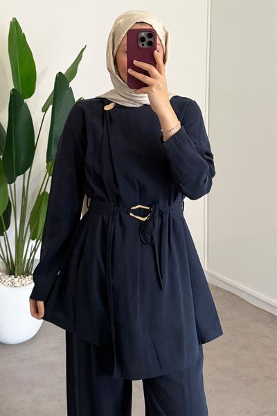 Broşlu Modal Takım - Lacivert