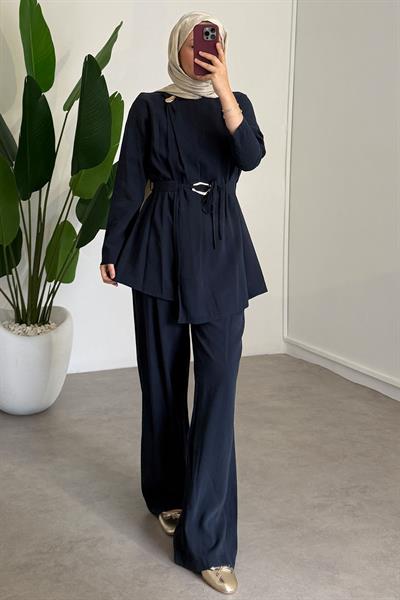 Broşlu Modal Takım - Lacivert