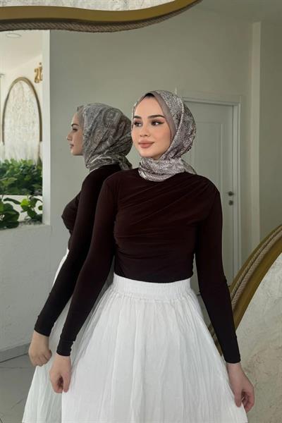 Büzgülü Body 31-3108 - KAHVERENGİ