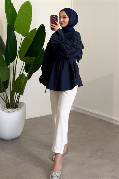 Büzgülü Tunik - Lacivert