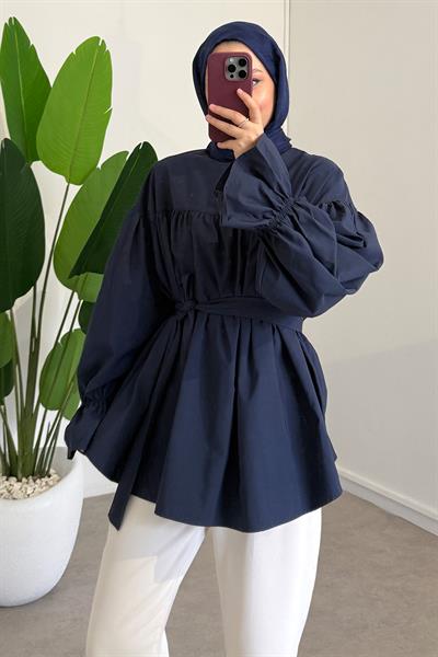 Büzgülü Tunik - Lacivert