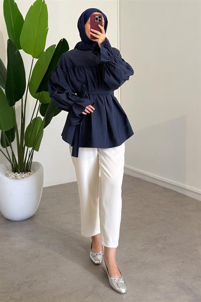 Büzgülü Tunik - Lacivert