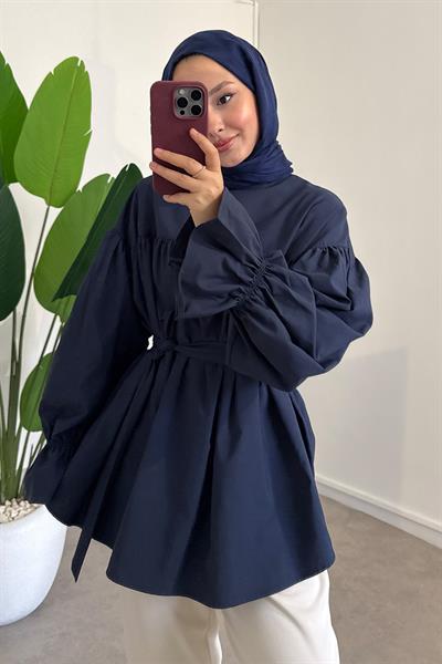 Büzgülü Tunik - Lacivert