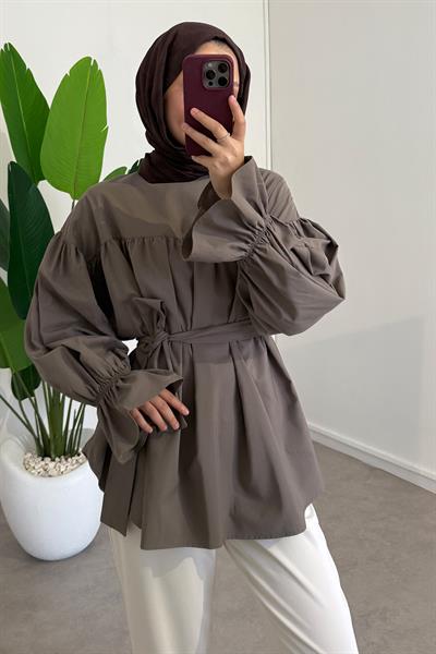 Büzgülü Tunik - Vizon