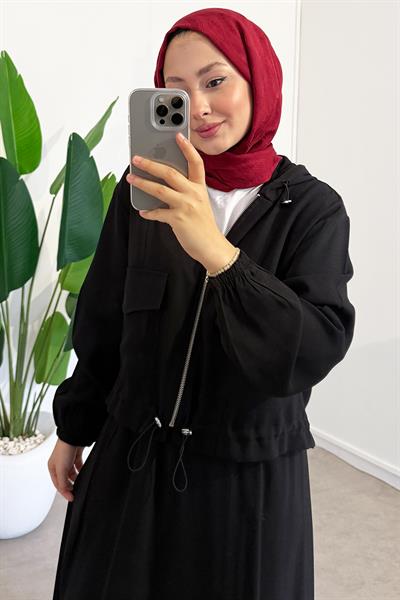 Cep Detaylı Etekli Takım - Siyah