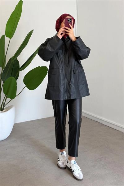 CEPLİ ASTARLI CEKET 31-2292  - SİYAH