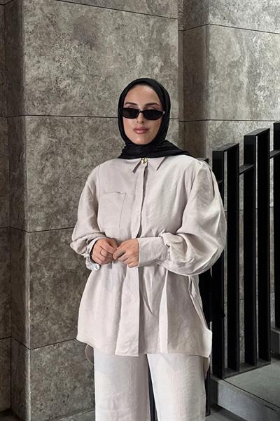 CEPLİ GÖMLEK TAKIM  9-51814 - BEJ