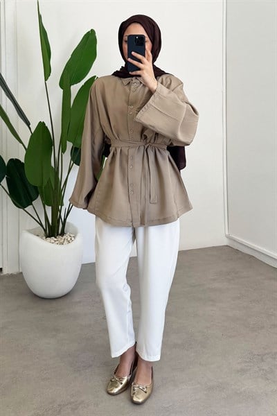 Çift Dügmeli Tunik - Haki Yeşil