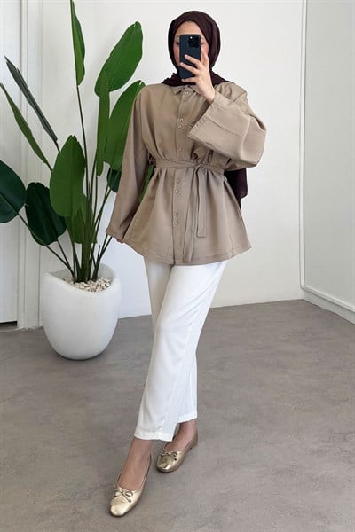 Çift Dügmeli Tunik - Haki Yeşil