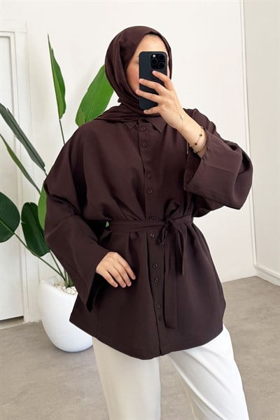 Çift Dügmeli Tunik - Kahverengi