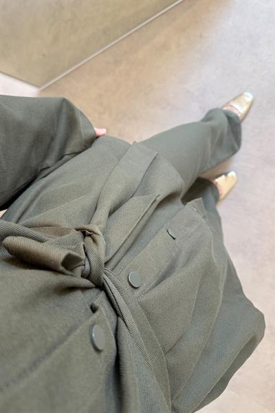 Çıtçıtlı Gabardin Takım - Haki Yeşil