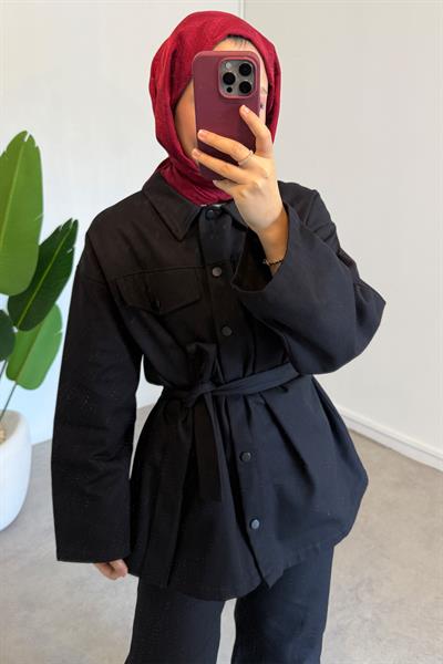 Çıtçıtlı Gabardin Takım - Siyah