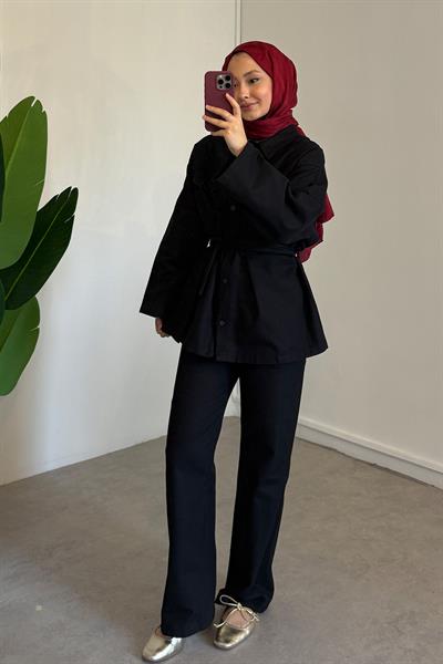 Çıtçıtlı Gabardin Takım - Siyah