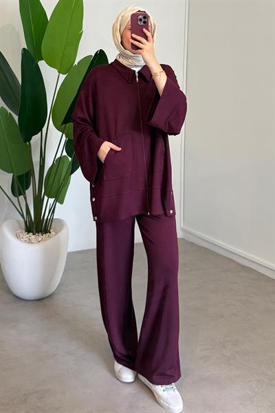 Çıtçıtlı Oyşo Takım - Bordo