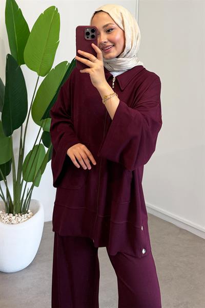 Çıtçıtlı Oyşo Takım - Bordo