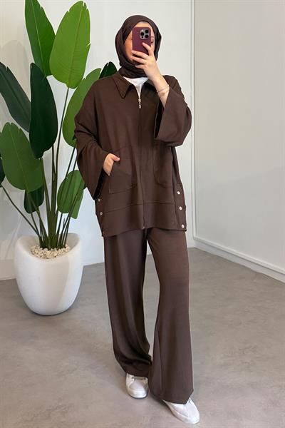 Çıtçıtlı Oyşo Takım - Kahverengi