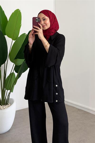 Çıtçıtlı Oyşo Takım - Siyah