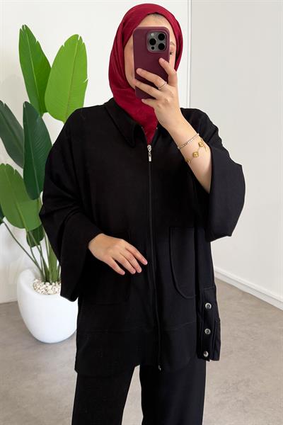 Çıtçıtlı Oyşo Takım - Siyah