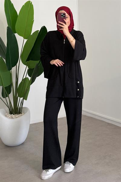 Çıtçıtlı Oyşo Takım - Siyah